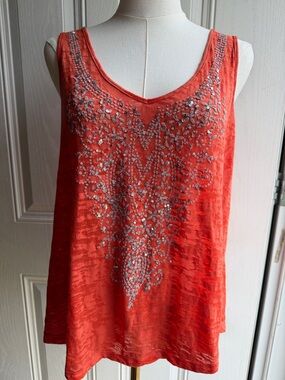 Embellished Y2K Orange Sleeveless Women's Tank Top